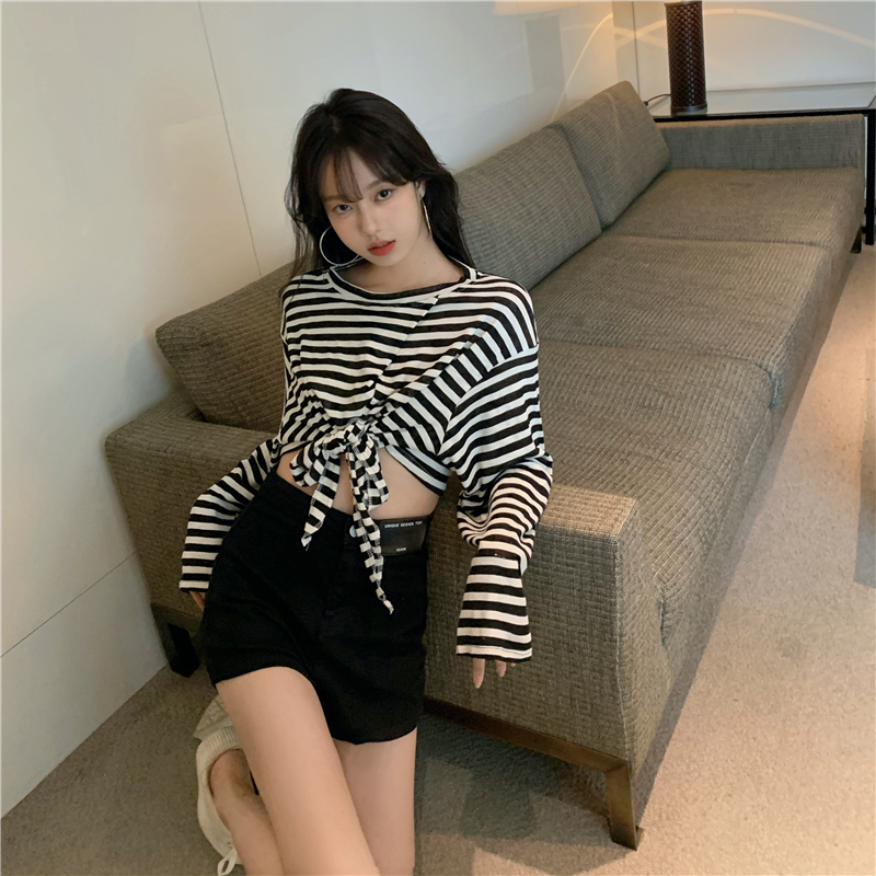 Real photo lace up sunscreen shirt