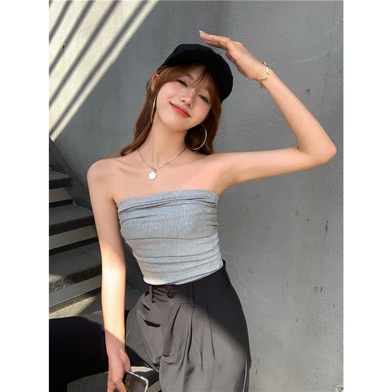 Real shot solid color bra lace up vest