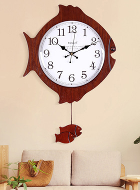 新中式挂钟客厅中国风个性木质钟表餐厅创意家用简约时尚艺术时钟