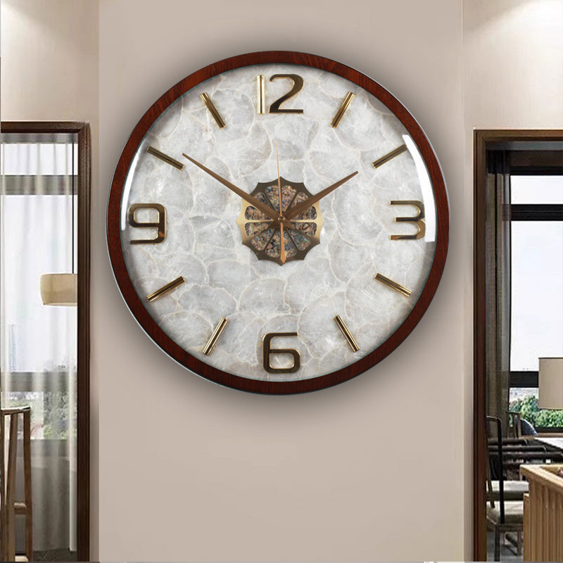 挂钟客厅简约木质石英钟表轻奢贝壳家用时钟卧室书房静音钟表挂墙,居家日用,挂钟,淘宝优惠券,粉丝福利购,淘宝优惠卷