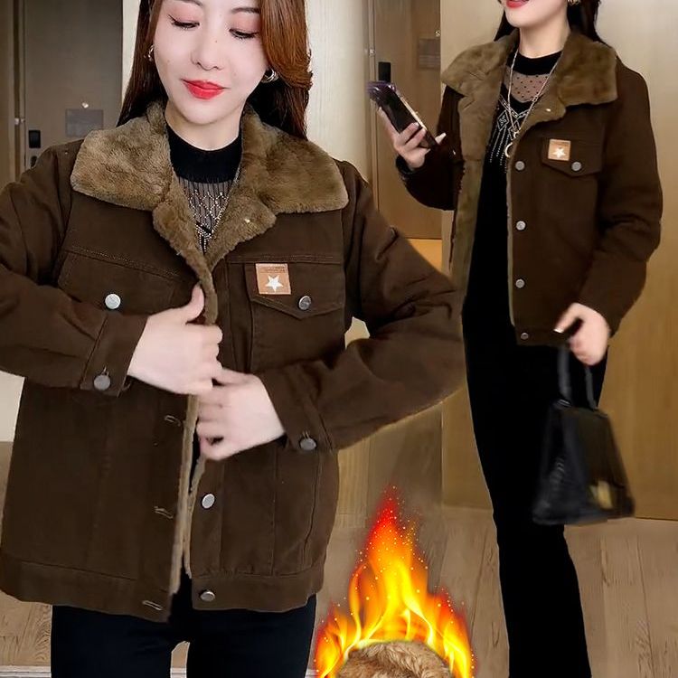 中年妈妈秋冬季新款短外套女时尚显瘦百搭气质小个子夹克加绒棉衣