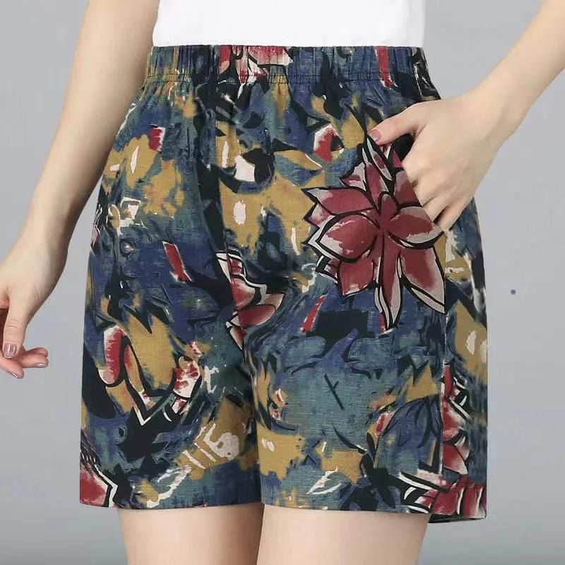 夏季新款外贸大码棉质短裤女跨境东南亚风高腰宽松显瘦休闲五分裤