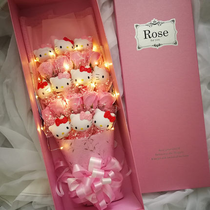 hellokitty手办KT凯蒂猫卡通公仔花束礼盒毕业生日女神节毕业礼物