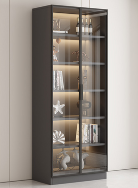 书柜家用客厅带玻璃门书架储物一体展示柜轻奢定制酒柜收纳置物架