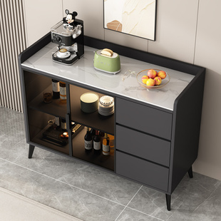 岩板餐边柜现代简约轻奢实木储物柜客厅厨房收纳茶水酒柜家用地柜