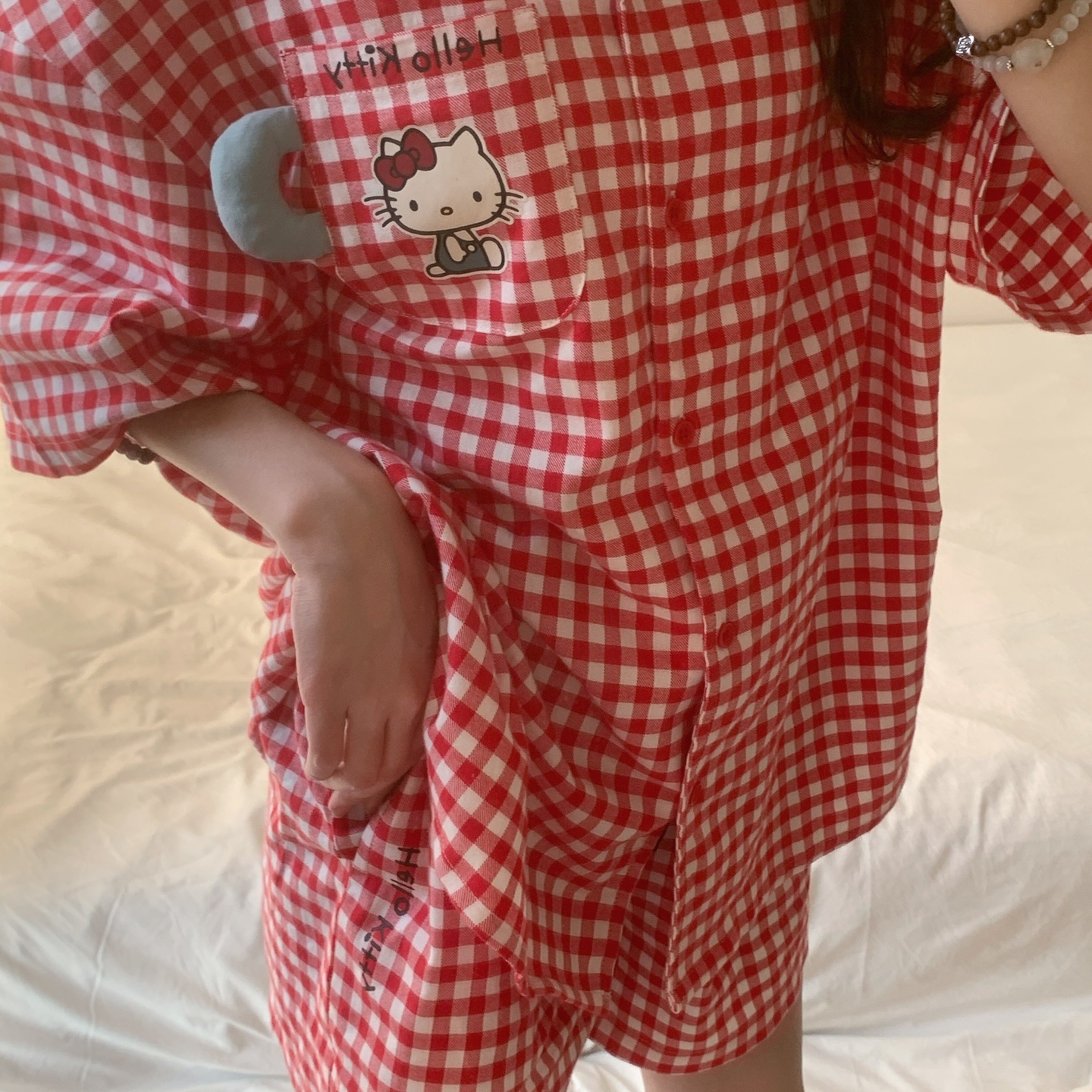 爆款网红短袖睡衣女款2025夏季新款套装可爱卡通hellokitty家居服