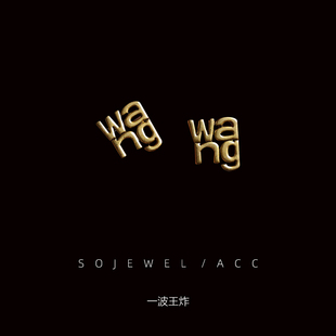 一波wang炸 英文字母金属做旧耳钉小众冷淡风街头感酷酷耳饰耳夹