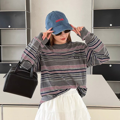 诗歌兰女装春季26年新条纹长袖T恤韩系宽松欧货B25