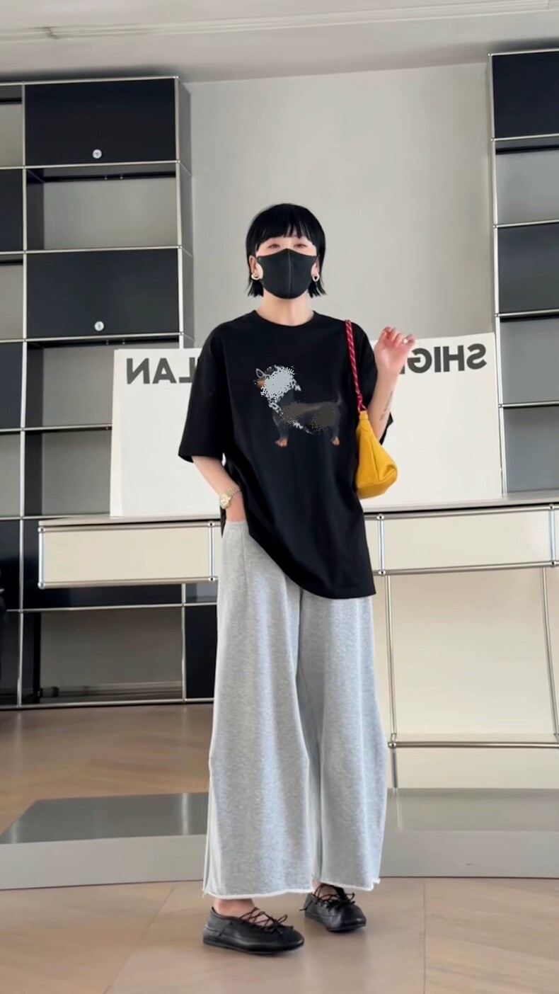 诗歌兰欧韩女装2026春季新款26088卡通小狗短袖T恤宽松显瘦慵懒风