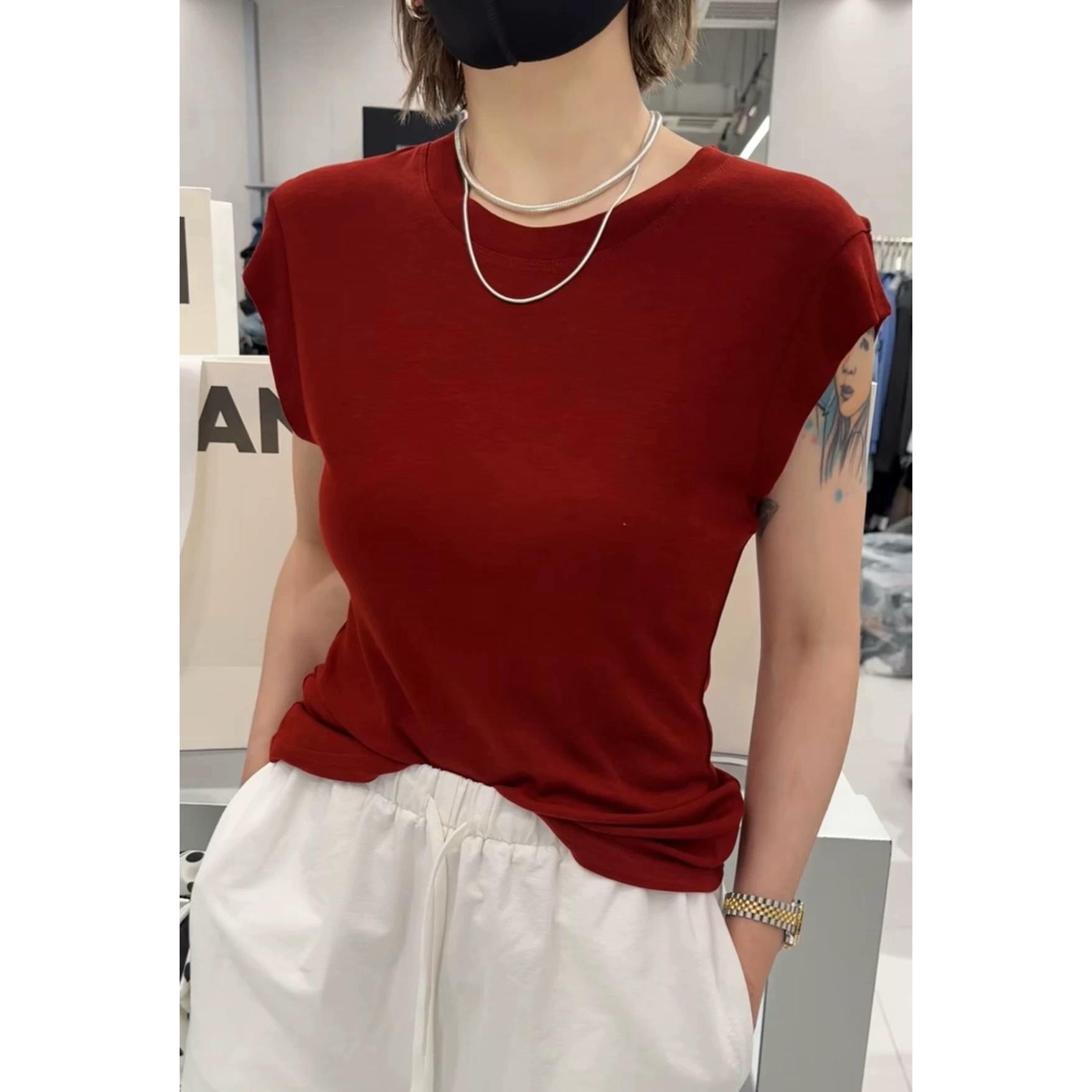 秒发诗歌兰女装2025夏款 25-813知性温柔圆领半袖面膜衣修身T恤女