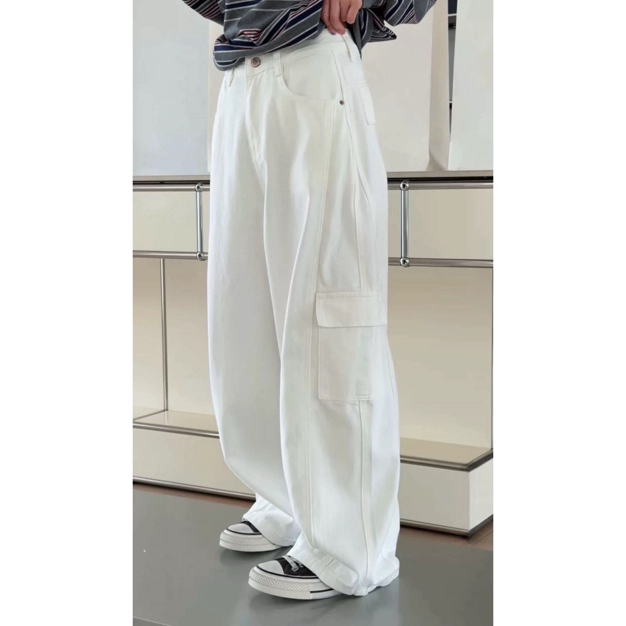 诗歌兰女装2026春款 P75011休闲简约潮流个性风工装裤牛仔裤