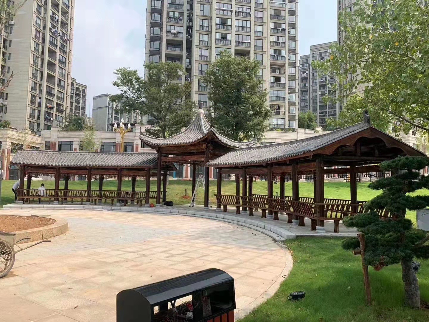 户外别墅庭院新中式防腐木古建凉亭双层仿古实木休闲亭葡萄架长廊