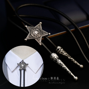 星星领结领绳配饰 项链衬衫 复古风bolo tie鸢尾五角星波洛领带男士