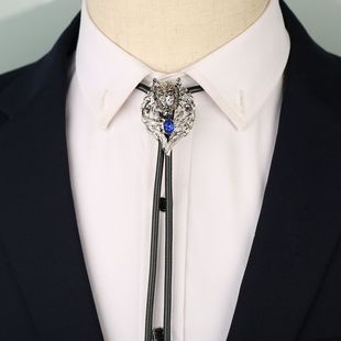 领结领绳配饰 tie牛仔波洛领带西部男项链衬衫 新款 立体狮子头bolo