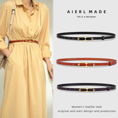女士皮带夏季 真皮细腰带女装 百搭时尚 配西装 简约黑色 饰连衣裙衬衫