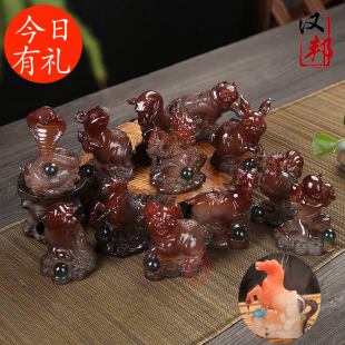12十二生肖属相鼠牛虎兔龙蛇马羊猴鸡狗猪变色茶玩茶宠摆件茶盘道