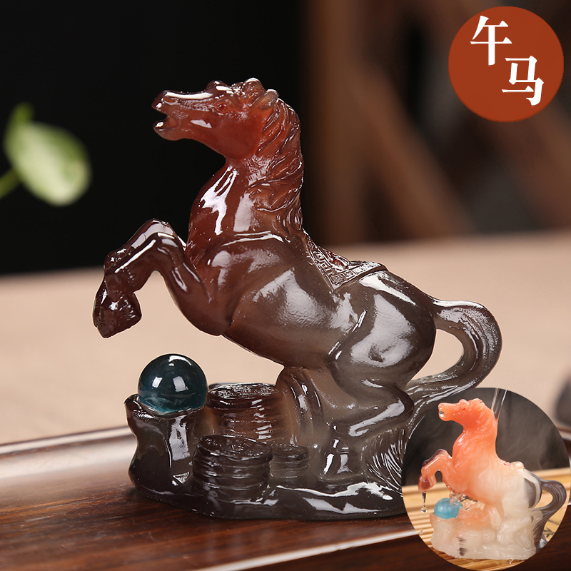 创意变色茶宠摆件茶台茶桌茶艺茶具摆设精品可养马上有钱马到成功