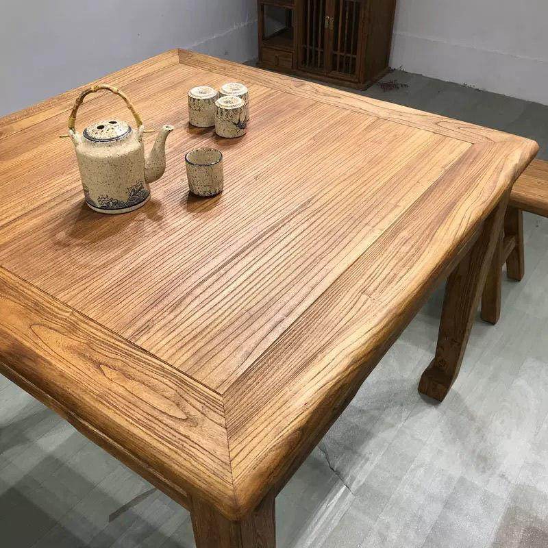 老榆木茶桌中式餐桌禅意复古民宿马蹄书桌简约四方原木方桌八仙桌,商业/办公家具,茶台/茶桌,淘宝优惠券,粉丝福利购,淘宝优惠卷
