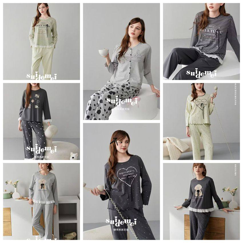 穗得美春秋睡衣女纯棉可爱家居服