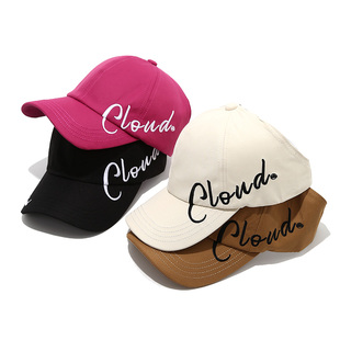 高马尾帽子女款2024新款时尚潮流夏天半空顶棒球帽薄款米色鸭舌帽