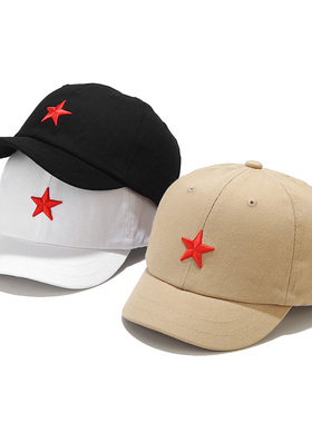 短帽檐帽子男士新款帅气国潮刺绣鸭舌帽软顶单帽薄款短舌棒球帽女