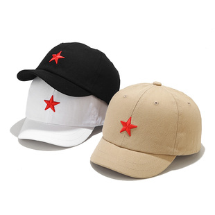 短帽檐帽子男士新款帅气国潮刺绣鸭舌帽软顶单帽薄款短舌棒球帽女