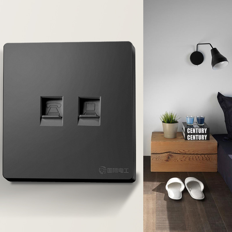 【电话电脑】86型家用暗装开关插座网络网线电话线面板二合一插座