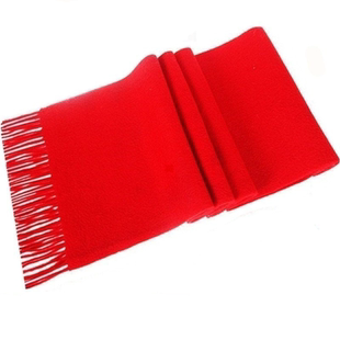 鄂尔多斯市大红羊绒围巾女中国红纯羊绒围脖男秋冬季加厚羊毛披肩