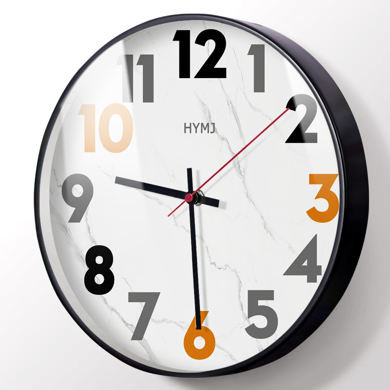 汉仪墨迹简约挂墙石英钟挂表