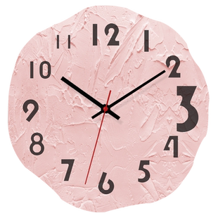 现代简约挂钟客厅2023新款家用时尚钟表大气前卫粉色静音时钟挂墙
