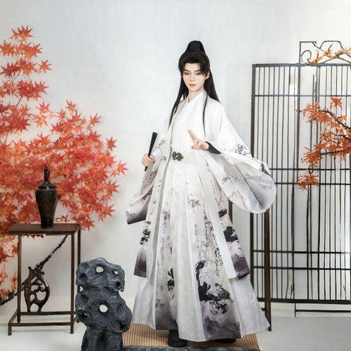 新款汉服男正品原创中国风晋制齐腰襦裙水墨风古装2025春夏款