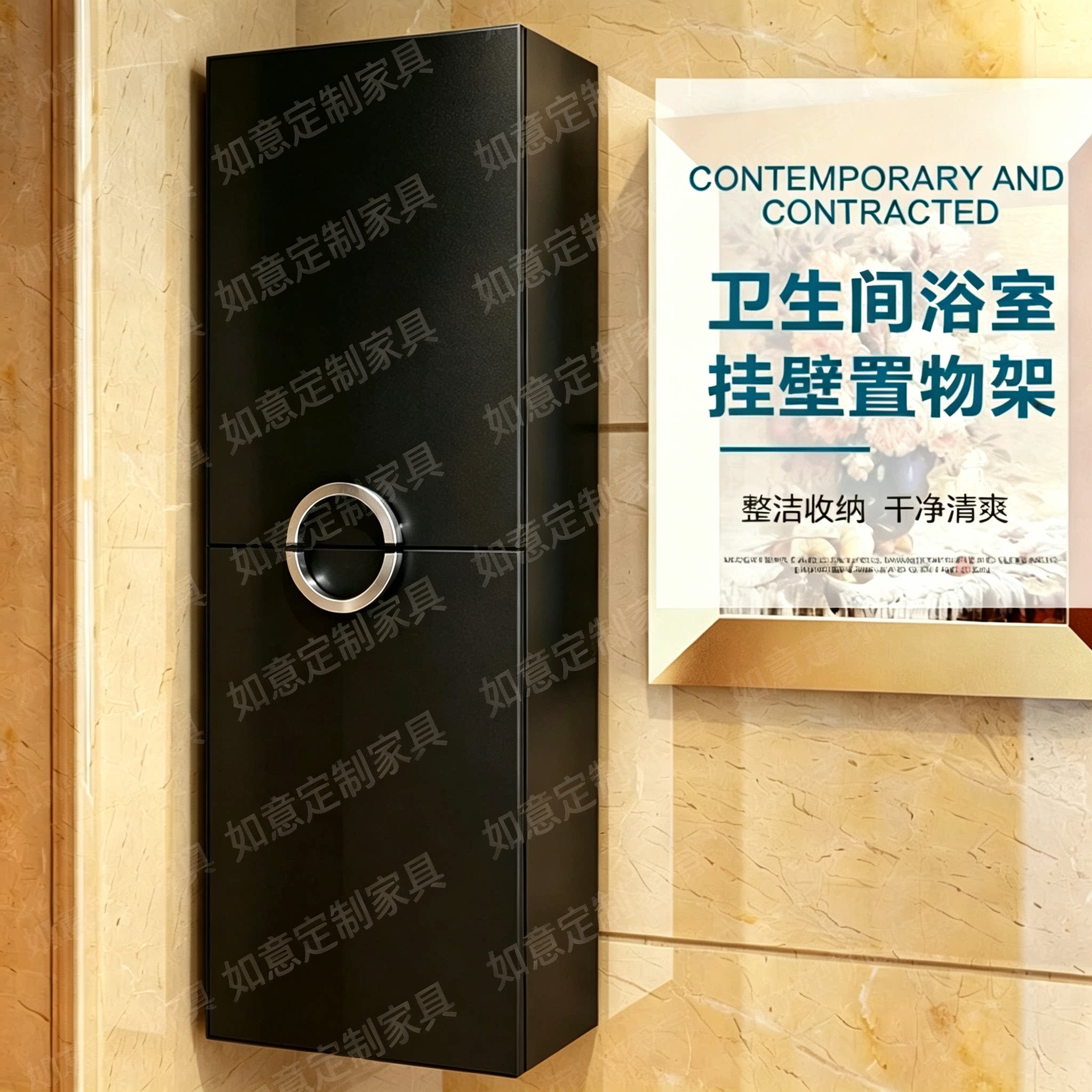 防水吊柜卫生间浴室柜实木收纳柜小侧柜储物柜马桶边柜挂墙式壁挂