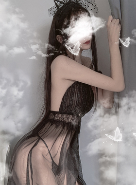 BeYourCat御姐性感睡裙黑色网纱诱惑可爱内衣挂脖透视睡衣情趣