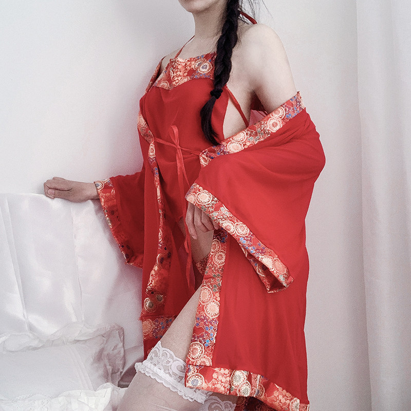 BeYourCat古韵美人性感睡袍裙红色肚兜式内衣吊带古代装寝服情趣