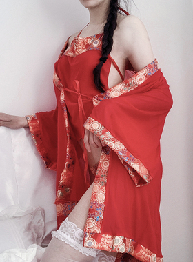 BeYourCat古韵美人性感睡袍裙红色肚兜式内衣吊带古代装寝服情趣
