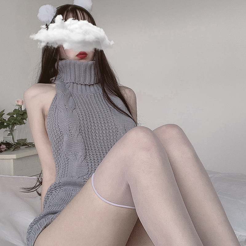 BeYourCat仙女姐姐陪你过冬天高领露背针织性感工口毛衣吊带式