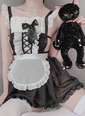 BeYourCat喵喵性感女仆可爱蝴蝶结露背绑带cos制服套装内衣情趣