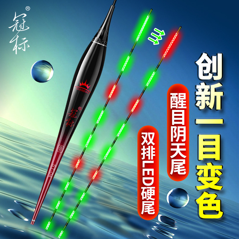 一目变色电子漂316LED超亮高灵敏夜光漂日夜两用恒亮光源阴天尾