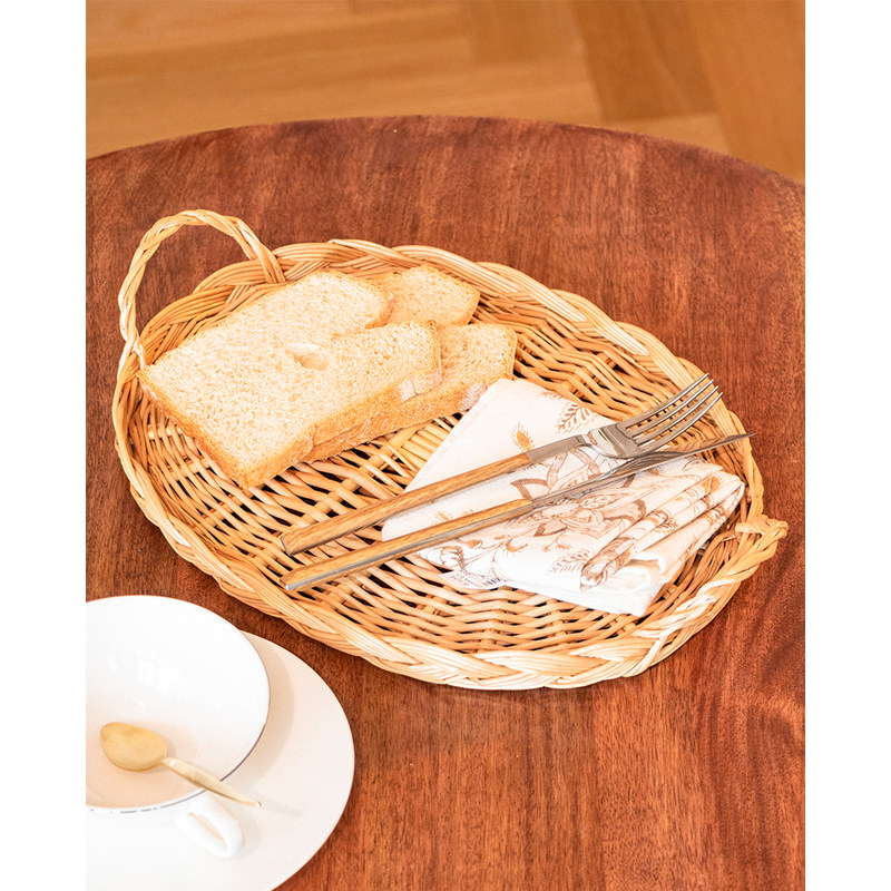 梵鱼木语手工藤编日式托盘