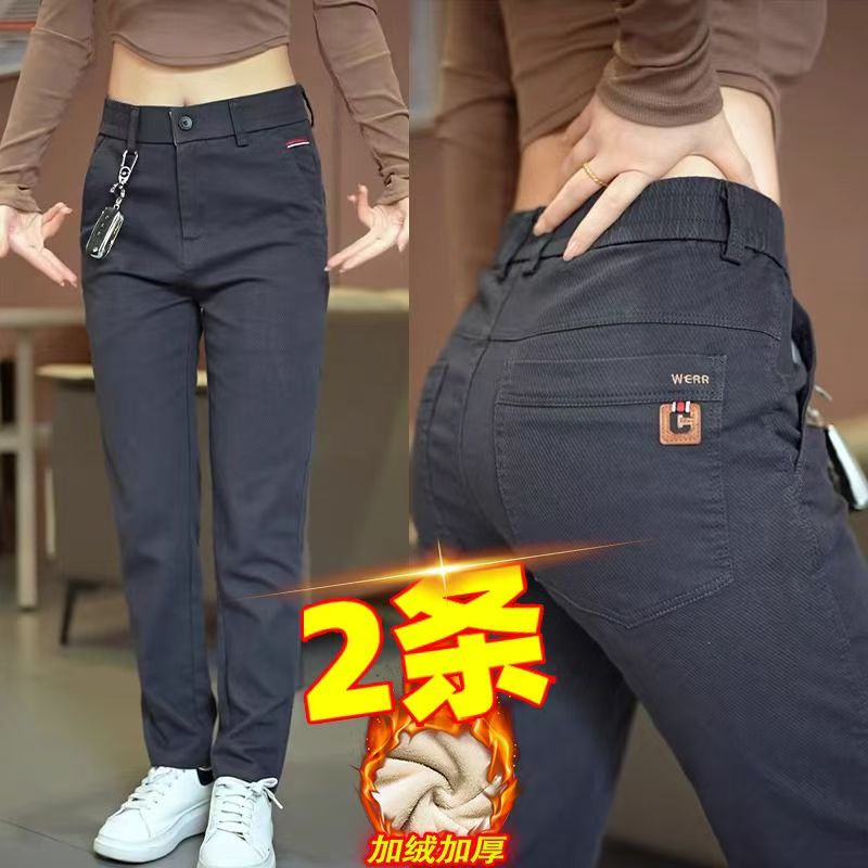 冬天加绒厚款男士休闲裤2025新款弹力商务运动裤男款百搭修身男裤