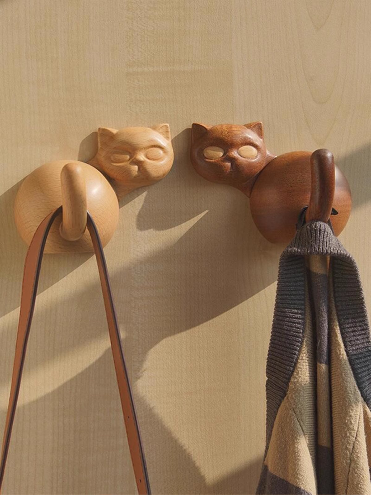 几人设计创意小猫实木装饰挂钩可爱动物原木北欧风免打孔,家居饰品,装饰挂钩,淘宝优惠券,粉丝福利购,淘宝优惠卷