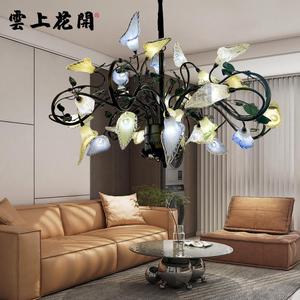 欧式宫廷美式大吊灯创意艺术琉璃花别墅客厅卧室餐厅民宿古典温馨