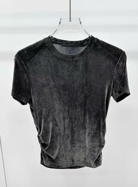 艾诺丝正品国内代购2026春圆领短袖丝绒T恤女上衣BR602122-589