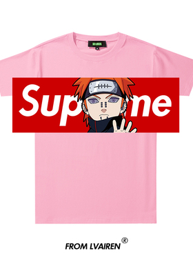 火影忍者联名t恤青少年短袖佐助鸣人佩恩鼬神supr系列潮流汗衫