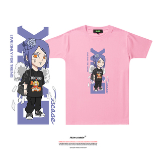 火影忍者联名原创晓组织小南印花短袖T恤男女情侣装童装学生tee