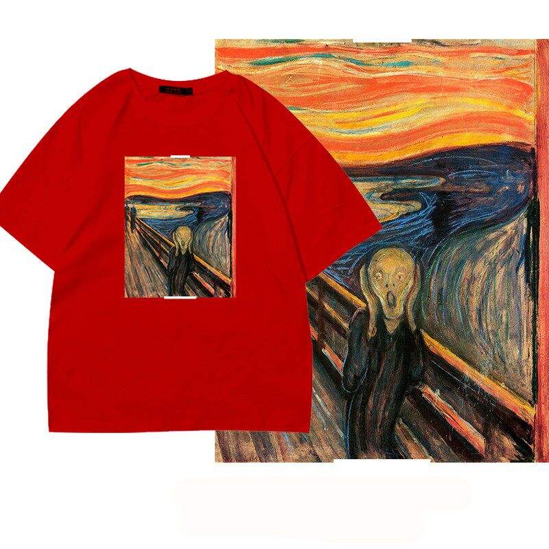 呐喊油画短袖chicT恤恶搞尖叫时尚文艺潮流男女青少年学生纯棉tee