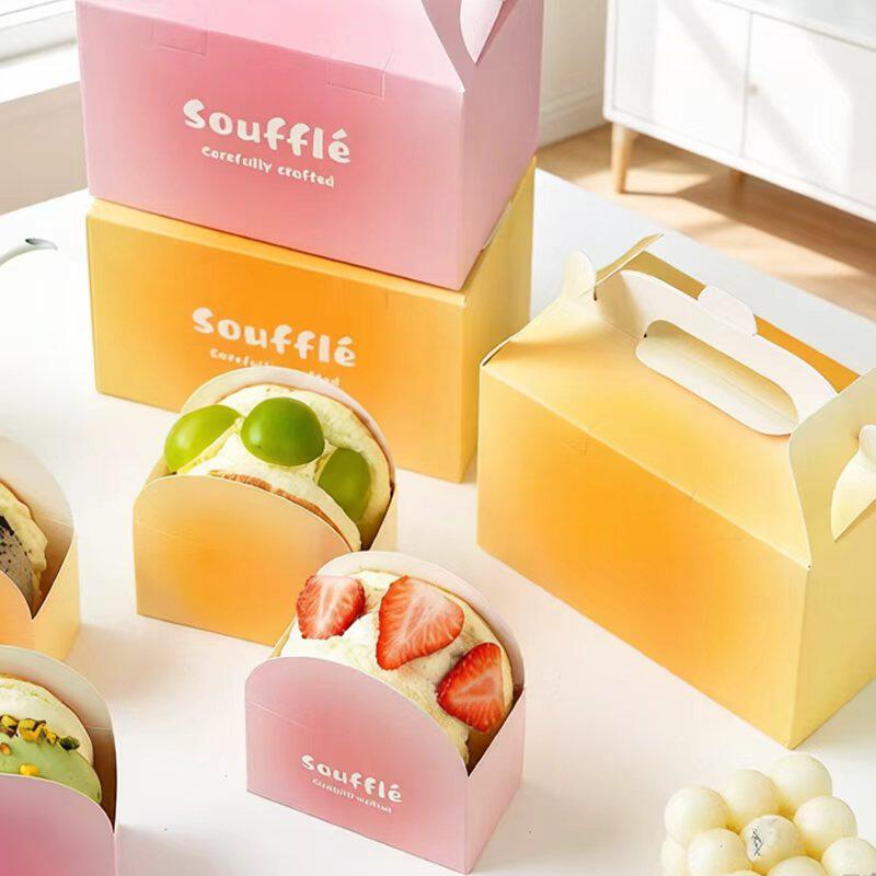 舒芙蕾打包纸盒袋子冰心冰淇淋盒子甜甜圈铜锣烧西点心烘焙包装