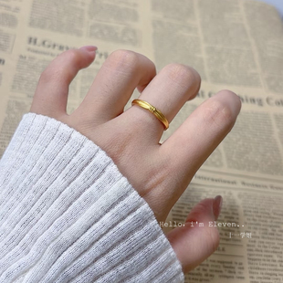 古法18k金色不规则蝴蝶结戒指沙金开口可调节食指环2025新款简约