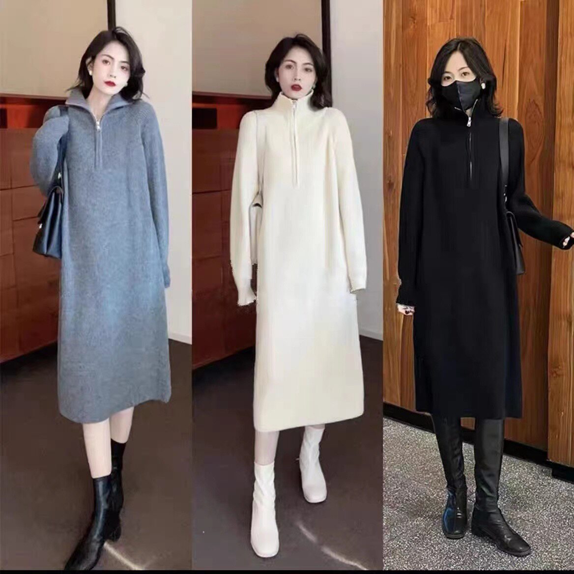 [임산부 및 수유용 더블웨어] · 80 160캐티 가을겨울 스웨터 이너드레스로 수유용 임부복