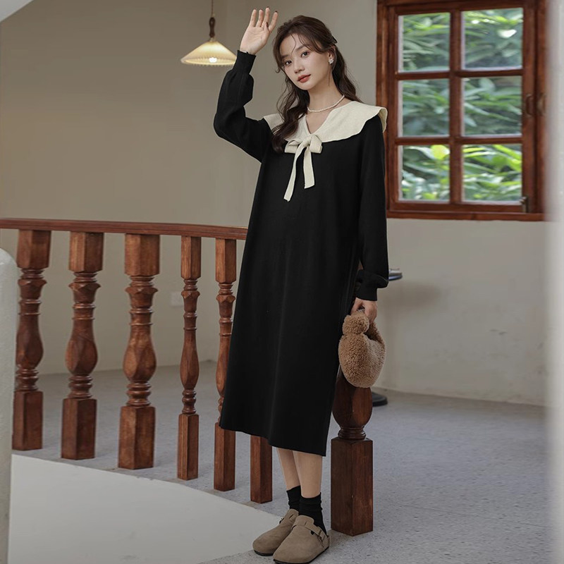[임산부와 수유를 위한 더블웨어] · 세로 슬릿 80-160 진 초가을 임산부복 수유 및 수유 원피스